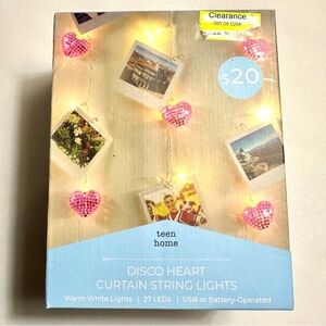 Teen Home Disco Heart Curtain String Lights • NWT
